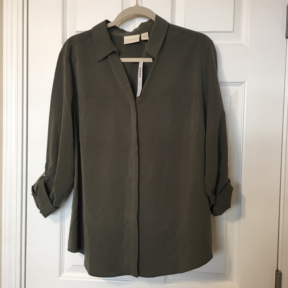 Chico green button down shirt